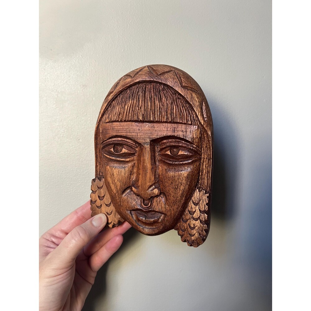 Vintage Carved Wood Face Wall Hanging